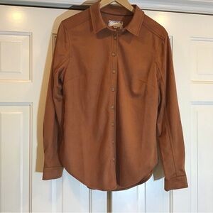 Pilcro FauxSuede Brown Shirt Layering Shirt SzM Upscale Luxury Old Money Capsule